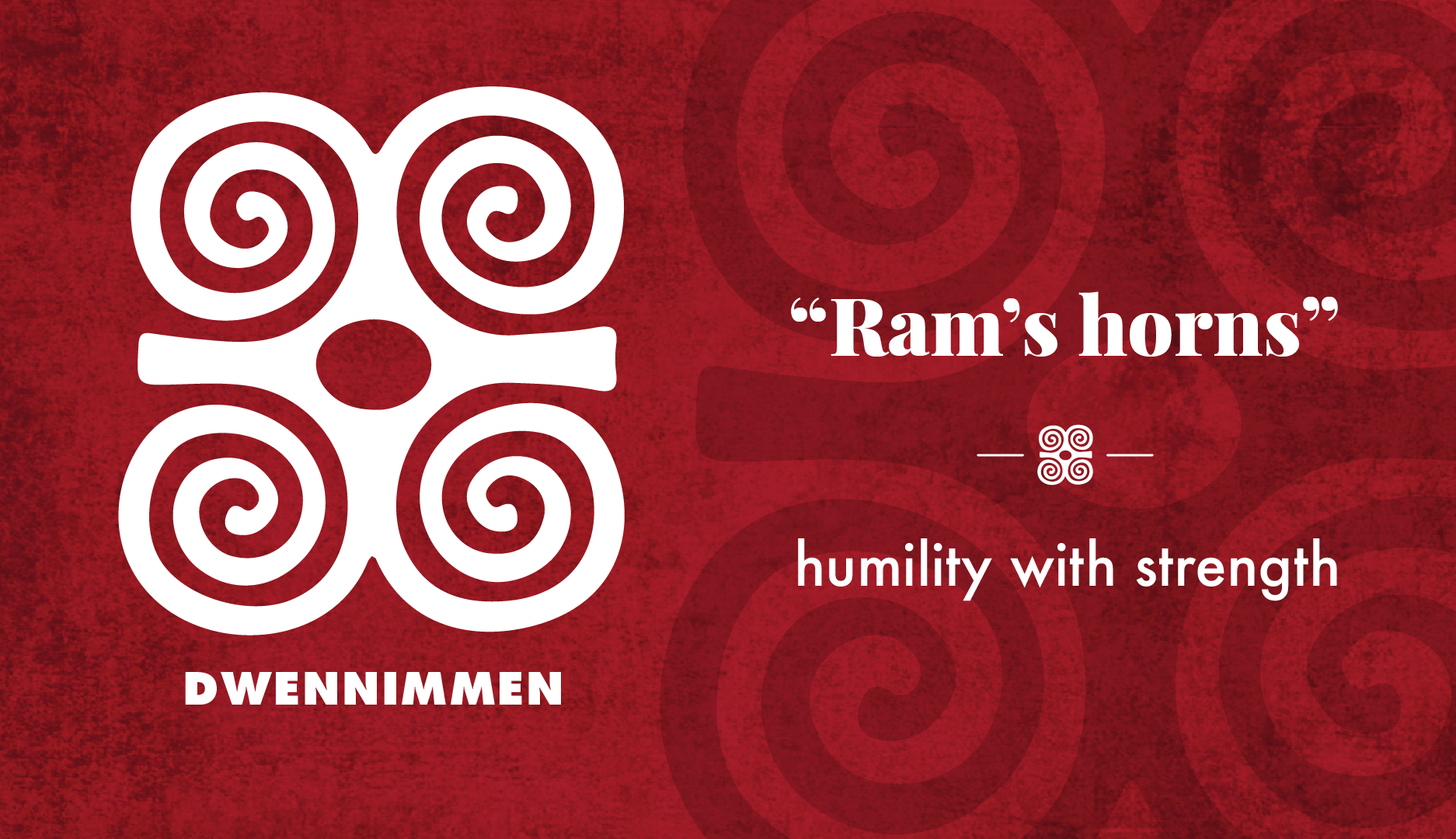 Adinkra symbol "DWENNIMMEN" meaning "Ram's Horns" humility with strength